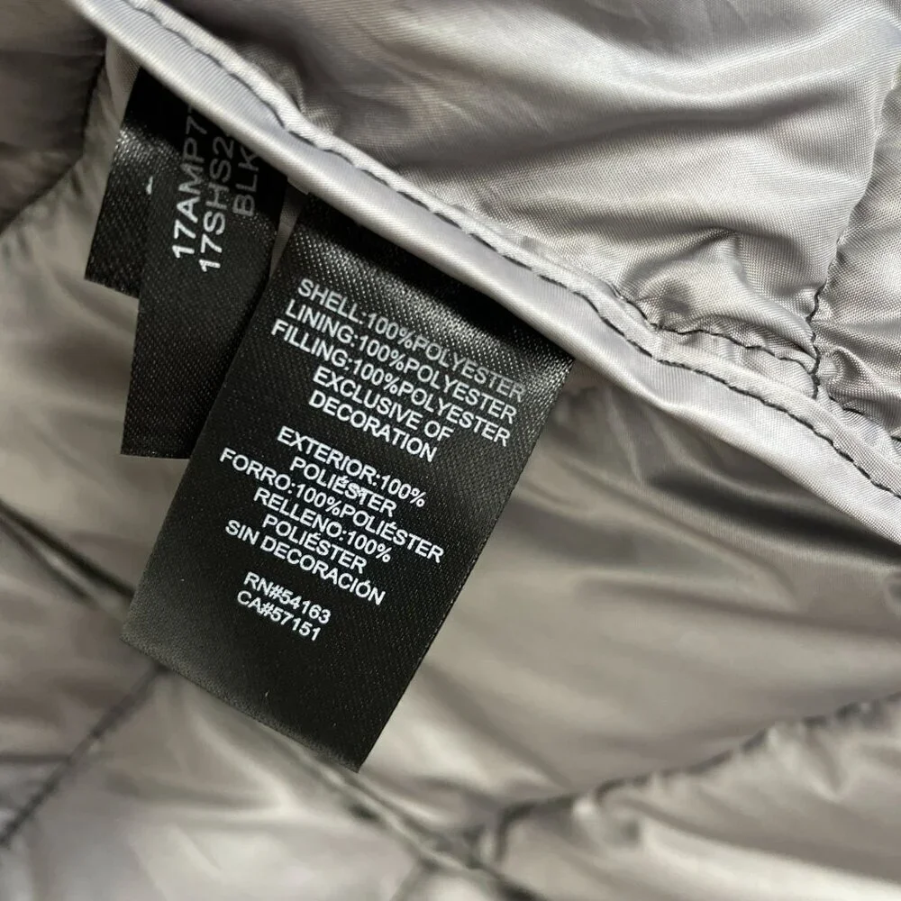 NEW Kenneth Cole Women's Size L Black Hooded Puffer Coat Full Zip